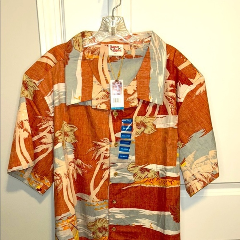 Barefoot in Paradise Men’s Casual Button Down Shirt with Short Sleeves NWT XXL